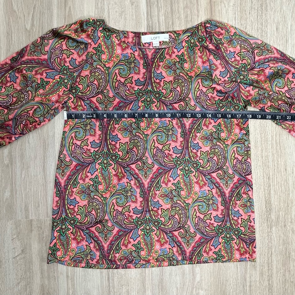 Loft Women’s Multi Colored Bohemian Long Sleeve Blouse - Picture 11 of 11